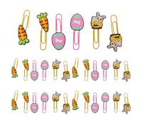 Zerodeko 30pcs Easter Bunny Carrot and Egg Shaped PVC Paper Clips, Decorative Cute Bookmarks for School, Office, Teacher and Student Use, Party Favor Clips Set