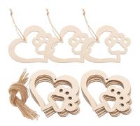 Zerodeko 30pcs Heart Shape Decor Wooden Embellishments Unfinished Wood Heart Slices Smooth Blank Surface Light Yellow Fashionable Beautiful with Hemp Rope for Study Room Bedroom Valentine's