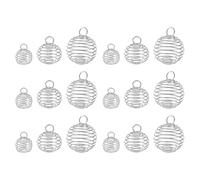 Zerodeko 30pcs Spiral Bead Cage Pendants for DIY Jewelry Making, Silver Alloy Stretchable Charms with Easy Shape Return, for Aromatherapy Bracelets and Gemstones
