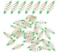 Zerodeko 30pcs Spring Fishing Bait Traps with Luminous Beads Medium Olive-shaped Carp Fishing Lure Holders Lightweight Tear-resistant Feeder Cages for Freshwater Lakes Rivers and Streams