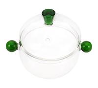 Zerodeko 350ml Glass Saucepan with Lid for Hotels and Homes, Featuring Smooth Edges and Double Handles, Glass Pot Preventing Water Overflow, for Cooking and Stewing