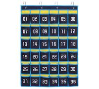 Zerodeko 36 Pocket Numbered Storage Organizer for Classroom Wall Hanging, Soft Non-Woven Fabric Bag for Cell Phone and Calculator Storage, Dark Blue