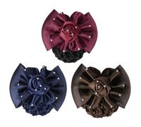 Zerodeko 3pc Bun Covers Bow Hair Nets Snoods for Women Hair Accessories for Messy Buns Rose Water