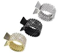 Zerodeko 3pcs Anti-slip Rhinestone Hair Claw Clip for High Ponytail Hold with Black Silver Gold Sparkle for Thick Long Hair Women
