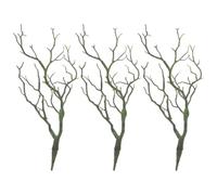 Zerodeko 3pcs Artificial Antler Shaped Tree Branches Fake Dried Branches Plastic Green Plant Twigs Not Easy to Crack Vase Filler Decorative Accessory for Kitchens and Table
