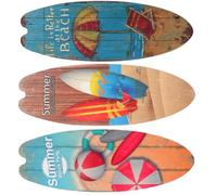Zerodeko 3pcs Beach Theme Surfboard Wall Decor Summer Decorations for Home Bathroom and Bar Lightweight Wooden Hanging Signs for Coastal Vibes and Party Ambiance