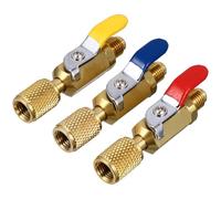 Zerodeko 3pcs Brass Compact Ball Valve Shut-Off for Refrigerant Charging Hose, Easy to Operate with Strong Sealing, Suitable for Air Condition Refrigeration Systems