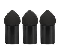 Zerodeko 3pcs Compact Black Foundation Sponge Brush with Convenient Handle and Uniform Fine Pores, Wet Dry Dual-use Powder Puff for Daily Travel and Business Trips, Different Shapes