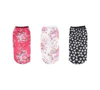 Zerodeko 3Pcs Elastic Printed Sleeping Caps for Hair Loss, Wide Brim Chemotherapy, Practical Soft Elastic Bonnet Set (White Floral, Wine Red Floral, Black Bow)