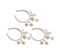 Zerodeko 3pcs Glitter Star Hairband for Stylish Gold Silver Hair Accessories for Christmas Birthday Parties Photo Booth Props Comfortable Friendly Design