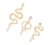 Zerodeko 3pcs Golden Snake Shaped Hairpin Alloy Barrette for Women, Creative and Unique Hair Accessory to Make Fashion Hairstyle and Prevent Hair from Covering Eyes, for Party