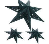 Zerodeko 3pcs Green Paper Star Lantern Lampshade, Foldable Hanging Paper Light Shade Hollow out Design, Versatile Star Shaped Decoration for Christmas and Birthday Parties