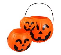 Zerodeko 3pcs Halloween Pumpkin Pail Portable Plastic Trick Treat Buckets with Handle for Party Favors Home Decor and Storage Pumpkin Basket for Ghost and Harvest Celebrations