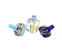 Zerodeko 3pcs Handmade Glass Hanukkah Dreidel Decorative Judaica Collectibles Traditional Holiday Ornaments for Family Fun and Classic Spinning Game