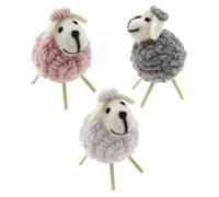 Zerodeko 3pcs Handmade Wool Felt Sheep Craft Accessories Lightweight DIY Parts for Clothing Jewelry and Doll Decoration in Pink Gray White