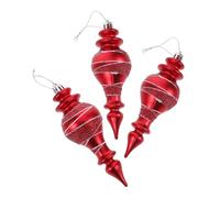 Zerodeko 3pcs Handpainted Shiny Plastic Bauble Shatterproof Unique Christmas Tree Decorations in Red Lightweight Hanging Ornaments for Walls Ceilings Festive Holiday Displays