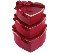 Zerodeko 3pcs Heart-shaped Boxes for Valentine's Day Birthday Wedding Packaging Multipurpose Candy and Jewelry Storage Boxes in Wine Red Smooth Surface Party Favor Containers