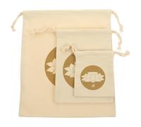 Zerodeko 3pcs Khaki Singing Bowl Bag Set Made of Cotton and Linen Sturdy Drawstring Pouch for Tibetan Meditation Sound Bowl Storage Easy to Open and Close for Buddhist Protection