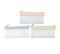 Zerodeko 3pcs Large Pencil Organizer Pouches with Smooth Zipper Convenient Pen Storage Bags in Mint Green Cherry Pink Misty Blue for Students Artists Office and Travel Stationery