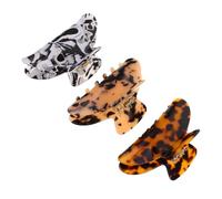 Zerodeko 3pcs Leopard Print Hair Claw Clips Tortoise Shell Acetate Non-slip French-style Updo Clamps for Thick Hair Women Party Everyday Styling