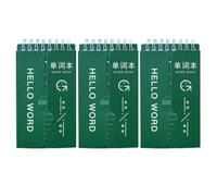Zerodeko 3pcs Lightweight Vocabulary Writing Notepads for Students Creative Design and Paper Material, for Travel and Office Use, Green English Word Notebooks