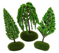 Zerodeko 3pcs Miniature Street Trees Model Set for Building Architecture, Green Scenery Landscape Simulation Trees for DIY Micro Landscape and Model Train Decor
