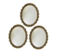 Zerodeko 3pcs Miniature Vintage Wall Mirrors Small Framed Compact Dollhouse Furniture Accessories for DIY Decor and Miniature Photography with European Style