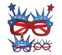 Zerodeko 3pcs Patriotic Independence Day Sunglasses with Statue of Liberty and Star Crown Designs Comfortable Usa Party Accessories for Adults Fourth of July Decorations and Festive Social