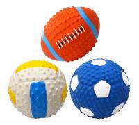 Zerodeko 3pcs PET Latex Chew with Sound for Dogs, Rugby Ball Design | Latex Material, Teeth Grinding and Chewing Use, PET Boredom Relief, Suitable for Dog Play Sessions