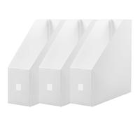 Zerodeko 3Pcs Plastic File Organizer Desk Storage Rack with Frosted Milk White Double-Sided Surface 9X24X27Cm Document Holder for Office Desktop Filing