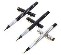 Zerodeko 3pcs Portable Fountain Brush Pen Set with Refillable Ink Cartridges, Stainless Steel Calligraphy Pens for Writing and Drawing, Soft Tip Chinese Sumi Brush for Art and Sketching