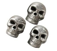Zerodeko 3pcs Skull Ornaments Skull Head Props Skull Head Crafts Decors Skeleton Ornament Horror Creative Skull Decor Decoration Fake Pit Halloween Skeleton Head Heads Small Silver Resin
