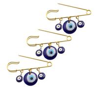 Zerodeko 3pcs Turkish Blue Evil Eye Lapel Pins Brooch Decorative Sweater Pins with Vivid Pendant Design for Weddings Parties Business Events Portable and Fashionable Accessories