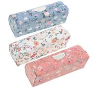 Zerodeko 3pcs Vintage Floral Makeup Organizer with Mirror Lipstick Storage Case Portable Lipstick Holder for Travel Fabric Cosmetic Bag for Women