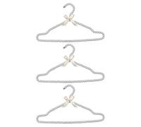 Zerodeko 3pcs White Artificial Pearl Clothes Hanger with Anti-Slip Design for Wedding Dress Hanging Racks Plastic and Iron Material Keep Clothes Wrinkle-Free for Storing in Wardrobe