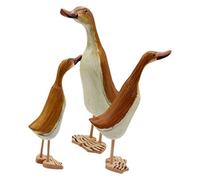 Zerodeko 3pcs Wood Duck Sculptures with Smooth Edges, Creative Desktop Decor Animal Figurines Made of Wood, for Office and Library Decorations