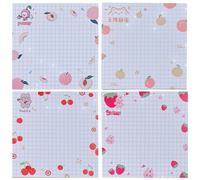 Zerodeko 4 Books Tearable Memo Pads Adorable Fruit Design, Assorted Colour Paper Adhesive Notes for Home and School Use, Creative Portable Note Stickers 80 Sheets Each