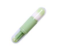Zerodeko 4 in 1 Makeup Brush Set Featuring Dual Ended Blush Brush with Artificial Fiber Bristles Multifunctional Contouring Design and Portable Green Plastic Structure for Amateur Makeup