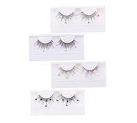 Zerodeko 4 Pairs Colored Glitter False Eyelashes Sequins Sparkle Lashes with Heart Butterfly Flower Designs Easy to Apply Lightweight Fake Lashes for Women Day Night Looks