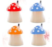 Zerodeko 4 Pcs Mushroom Shaped Toothpick Dispenser Set Abs Material Toothpick Holder Box with Automatic Pop-up Function and Easy to Store for Home Use Random Color