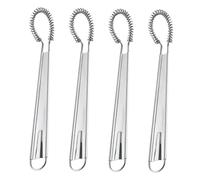 Zerodeko 4 Pcs Stainless Steel Manual Coil Whisk Handheld Egg Beater Mixer for Sauce Milk Frothing Baking and Cooking Portable Kitchen Stirrer Without Power Needed