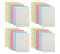 Zerodeko 4 Sets A5 Lined Loose Leaf Notebook Refill Paper Inserts, 6-Hole Colorful Ruled Refillable Planner Refills for 6-Ring Binder, Office and School Use