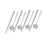 Zerodeko 4 Sets Reusable Stainless Steel Spoon and Chopsticks Set Long Handle Ergonomic Tableware Kit for Home and Restaurant Dining Portable Korean Style Cutlery and Stylish