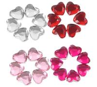Zerodeko 400pcs Heart-Shaped Flatback Rhinestones Acrylic Gems for Crafts DIY Embellishments Wedding Dress Clothes Shoes Decoration Light Red Pink Rose Red B White