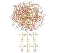 Zerodeko 40pcs Metal Cross-Shaped Bible Paper Clips Memo Clamps, Gold and Rose Gold Assorted Paperclips for Bible Study and Office Document Organization