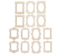 Zerodeko 40pcs Wooden Hollow Photo Frame Pendants DIY Crafts Material Handmade Picture Holders for Wall Hanging and Scrapbooking Arts Projects Random Style
