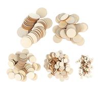 Zerodeko 450pcs Unfinished Round Wood Slices DIY Crafting Natural Wood Discs Set with Mixed Sizes 10-50mm for Art Projects and Home Decoration