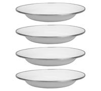 Zerodeko 4pcs 18cm White Enamel Plates Vintage Retro Style Snack Dessert Plates for Kitchen and Home Dining Reusable Thickened Porcelain-Style Serving Dishes