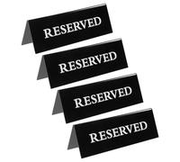 Zerodeko 4pcs Acrylic Reserved Desk Signs for Seating Reservation and Party Use, Portable and Lightweight Table Tent Signs in Black, Elegant and Modern Design for Restaurant and Wedding