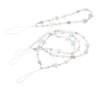 Zerodeko 4pcs Beaded Phone Chain Strap with Faux Pearl Star and Shell Charms - Summer Beach Wrist Lanyard for Mobile Phones Cameras and Bags - Bead Mobile Hand Strap